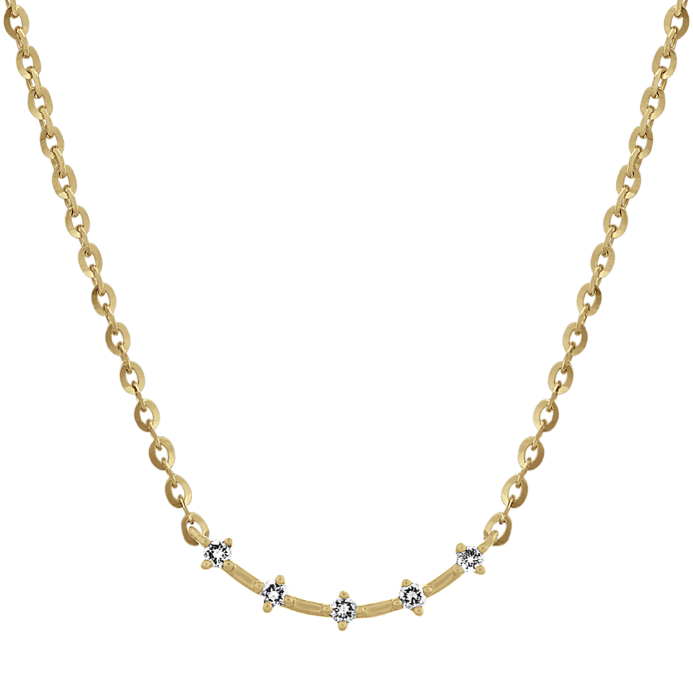 Five-Stone Diamond Curved Bar Necklace (20'')