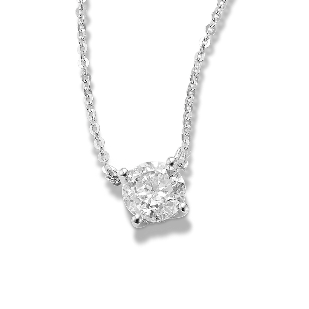 Oxford Floating Natural Diamond Solitaire Pendant in 14K White Gold (18 in)