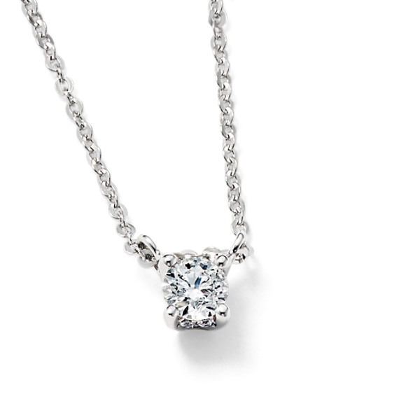 Floating Diamond Solitaire Pendant with Diamond Halo Basket (18 in)