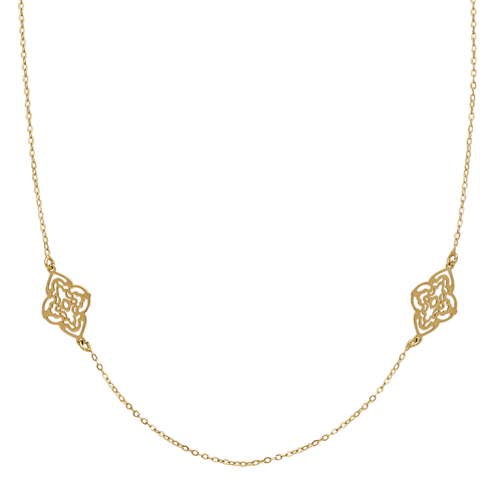 Floral Accent Necklace in 14k Yellow Gold (18 in)