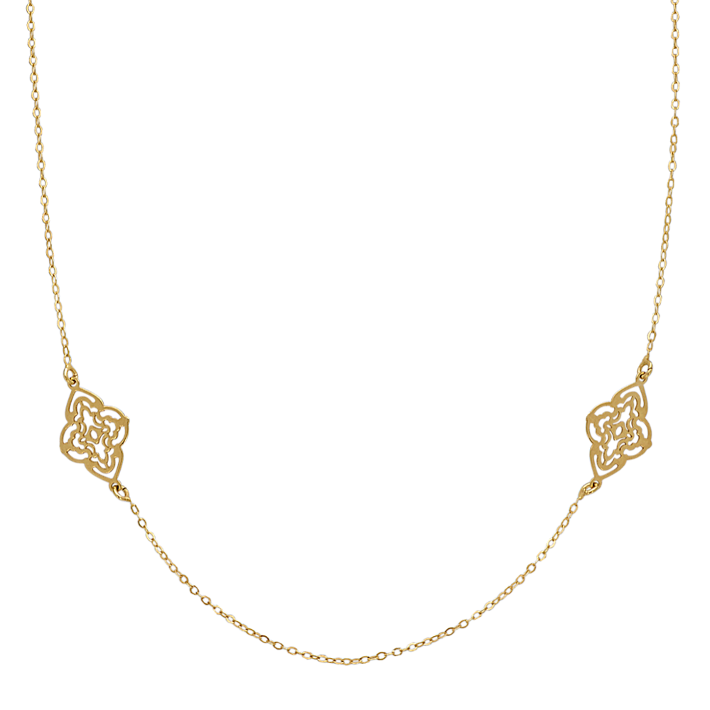 Floral Accent Necklace in 14k Yellow Gold (18'')