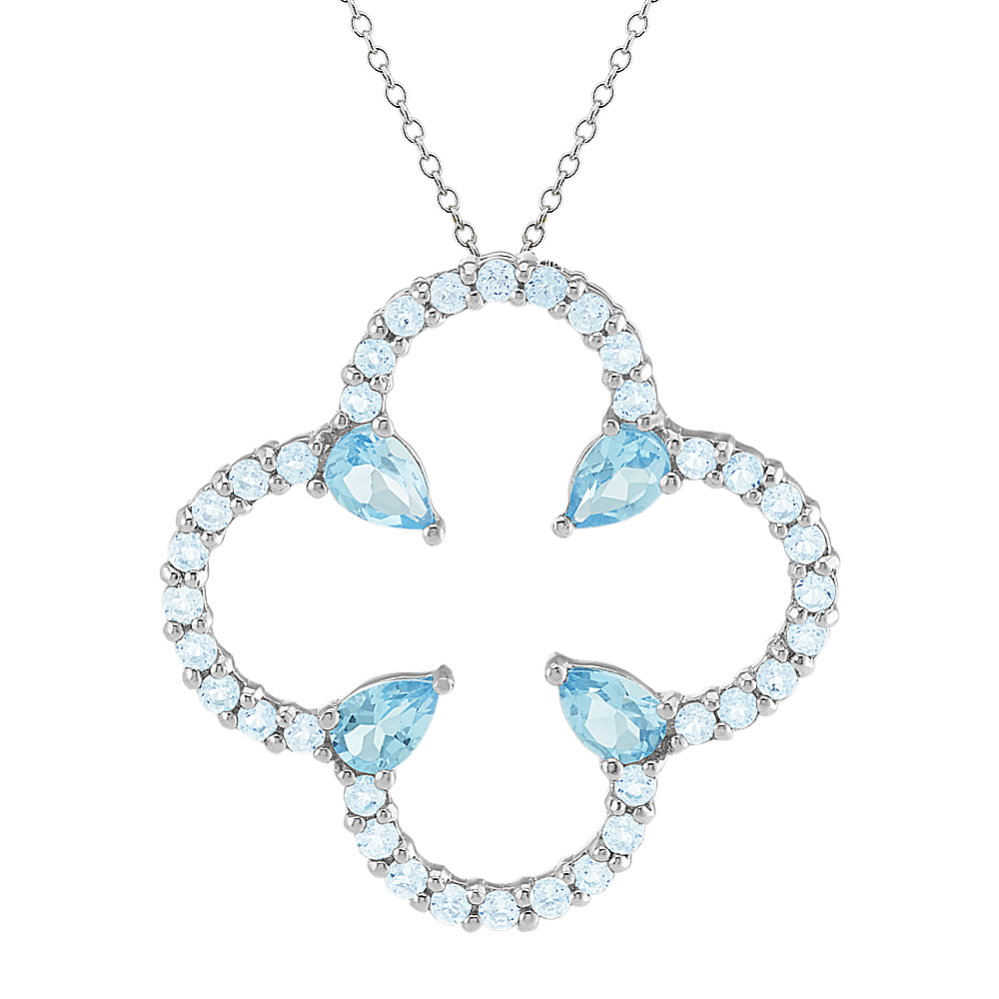Floral Blue Topaz and Sky Blue Topaz Pendant (20'')