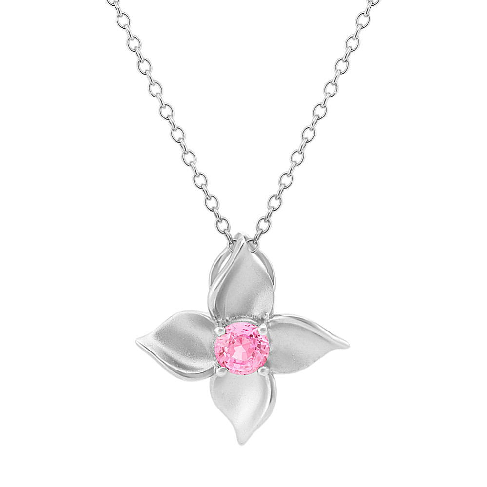 Floral Pink Sapphire Pendant (20 in)