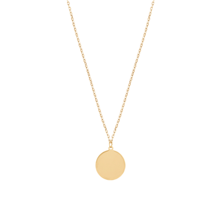 Fluted Circle Pendant in 14K Yellow Gold (18 in)