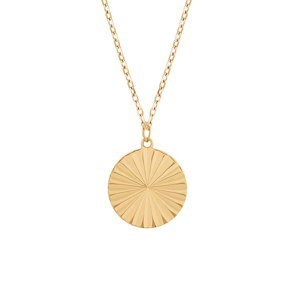 Fluted Circle Pendant in 14K Yellow Gold (18 in)