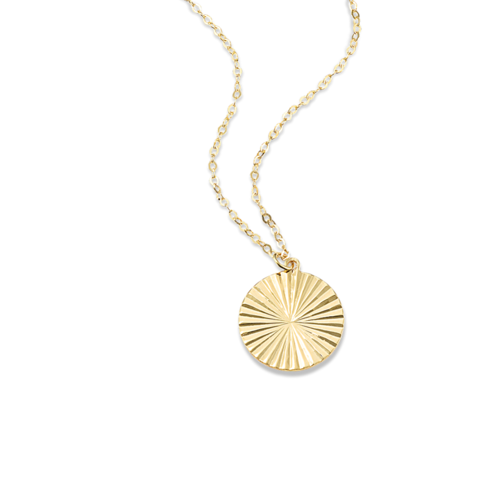 Fluted Circle Pendant in 14K Yellow Gold (18 in)