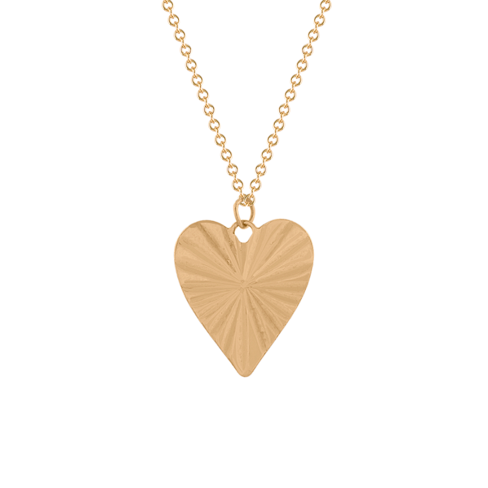Fluted Heart Pendant in 14k Yellow Gold (18 in)
