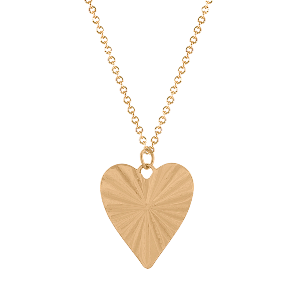 Fluted Heart Pendant in 14k Yellow Gold (18 in)
