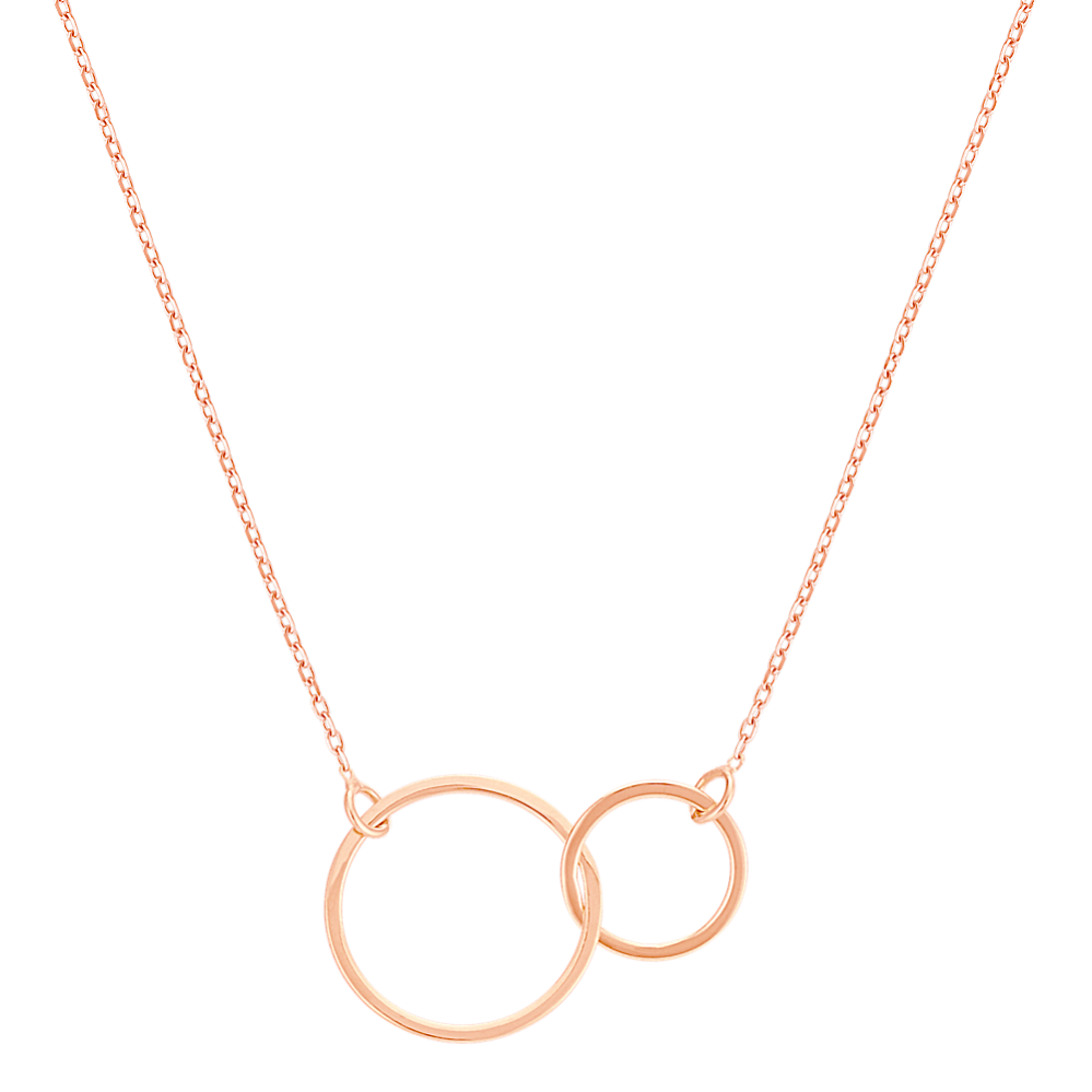 Forever Connected Double Circle 14k Rose Gold Necklace (16'')