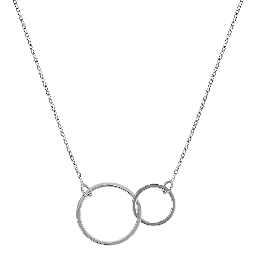 Forever Connected Double Circle 14k White Gold Necklace (16'')
