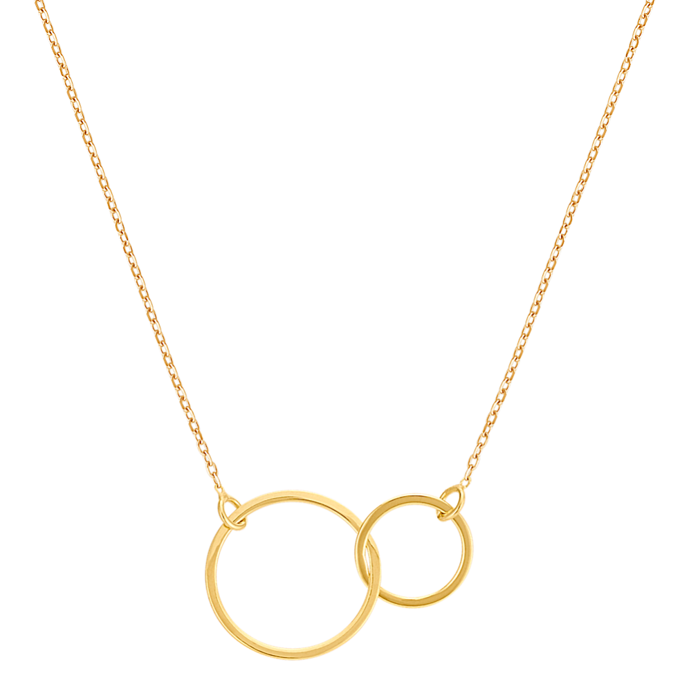 Forever Connected Double Circle 14k Yellow Gold Necklace (16 in)