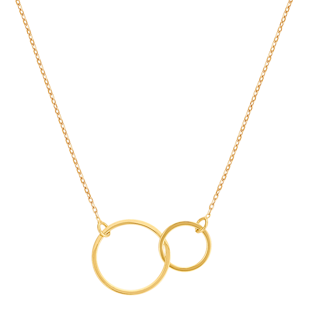 Forever Connected Double Circle 14k Yellow Gold Necklace (16'')
