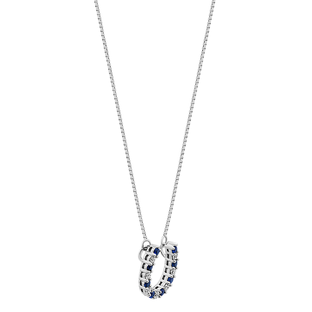 Fortuna Sapphire and Diamond Horseshoe Necklace in 14K White Gold (18 ...