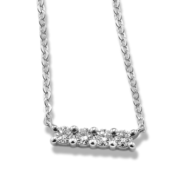Four-Stone Diamond Bar Necklace in 14k White Gold (18 in)