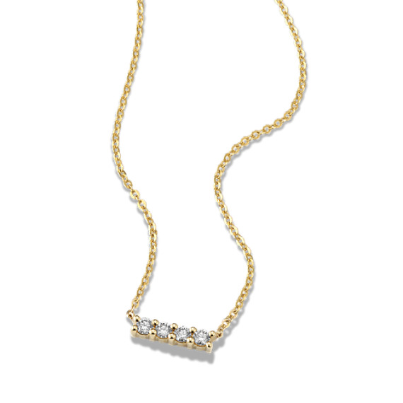Four-Stone Diamond Bar Necklace in 14k Yellow Gold (18 in)