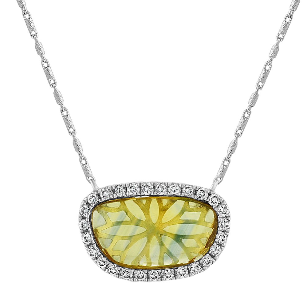 Freeform Green Sapphire and Diamond Necklace (16'')