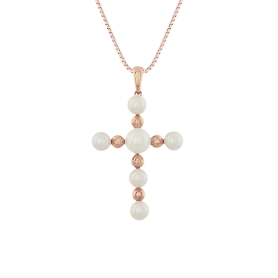 4-5mm Freshwater Pearl Cross Pendant (18'')