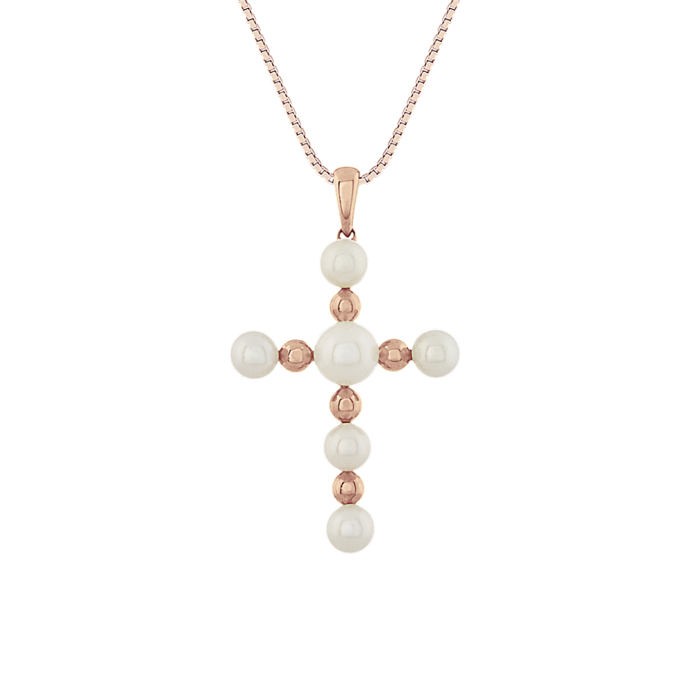 Freshwater Pearl Cross Pendant (18 in)