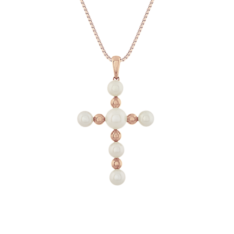 4-5mm Freshwater Pearl Cross Pendant (18'')