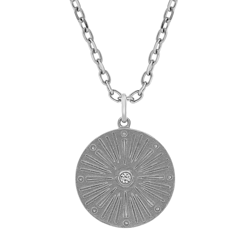 Frontier Compass Pendant in 14K White Gold (22'')
