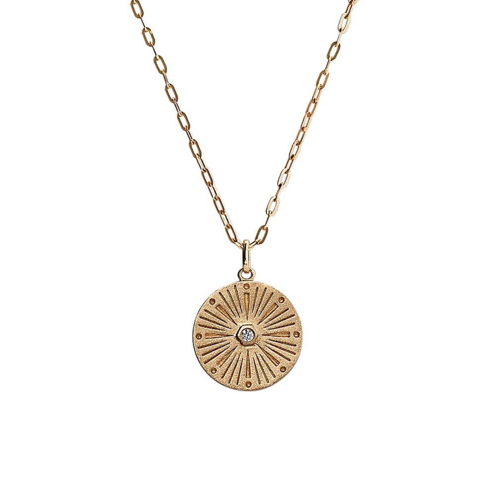 Frontier Compass Pendant in 14K Yellow Gold (22'')