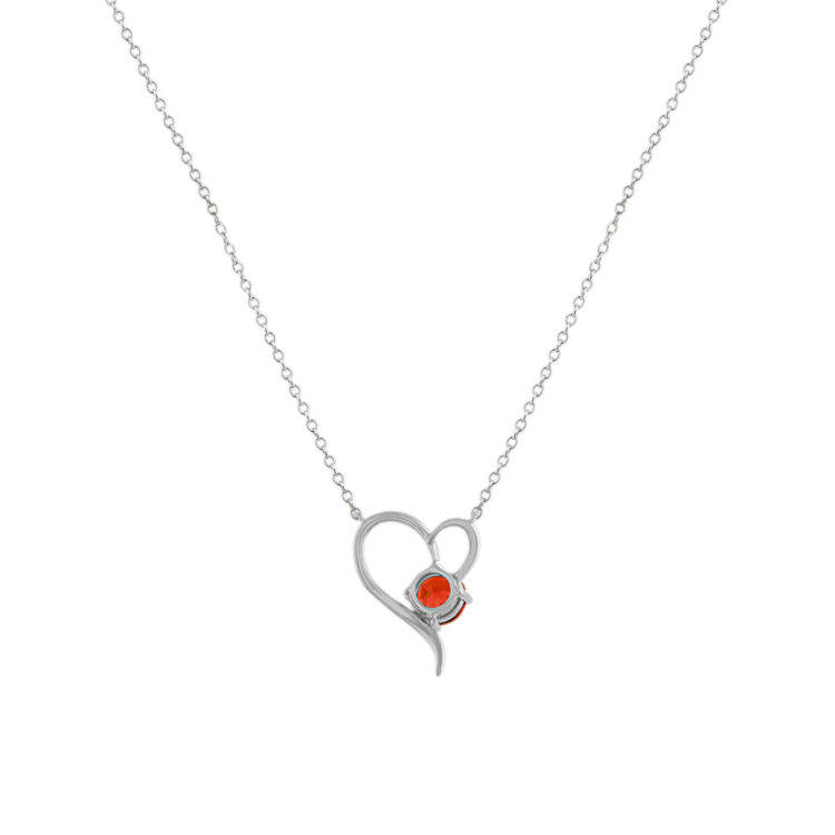 Amaryllis Natural Garnet Heart Necklace in Sterling Silver (18 in)