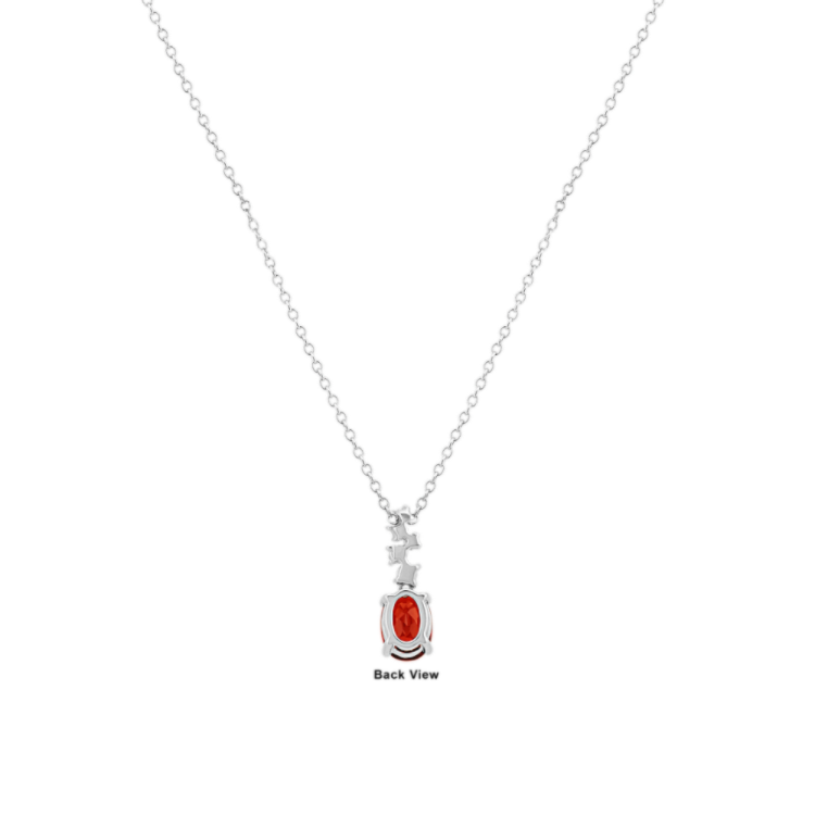 Seraphina Natural Garnet and Natural Diamond Pendant in Sterling Silver (18 in)