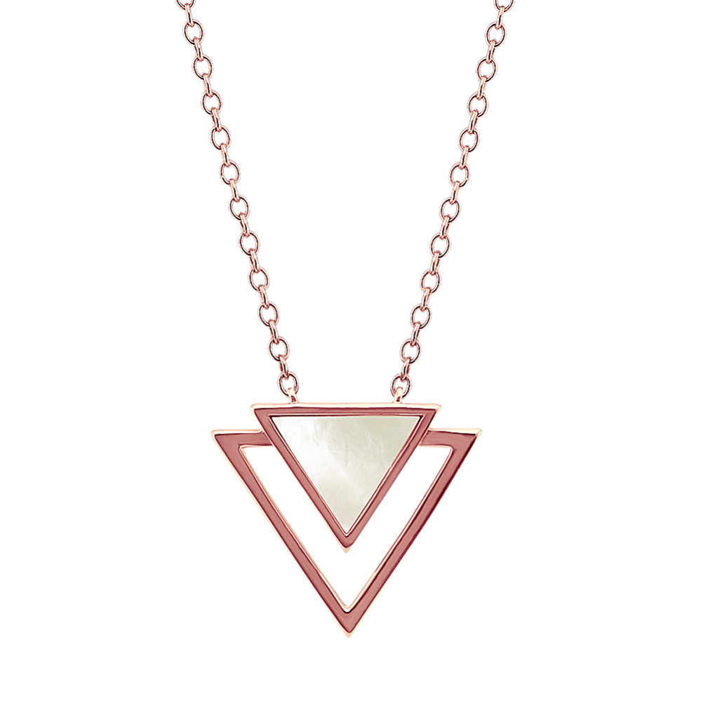 Geometric Mother-of-Pearl Triangle Necklace (18 in)