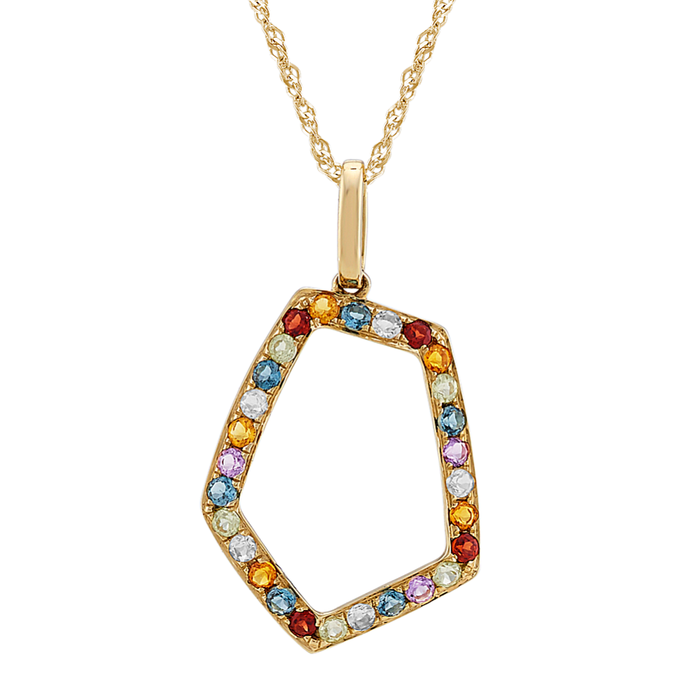 Geometric Multi-Colored Gemstone Pendant (20'')