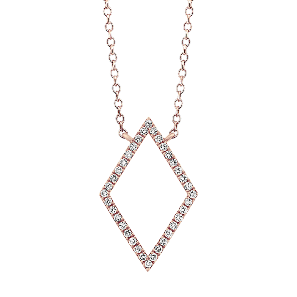 Geometric Diamond Necklace in 14k Rose Gold (18 in)