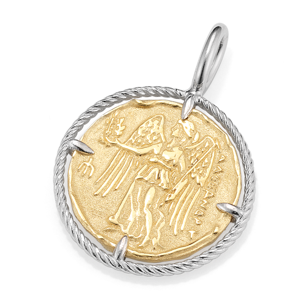 Goddess Nike Coin Charm in Vermeil 14K Yellow Gold