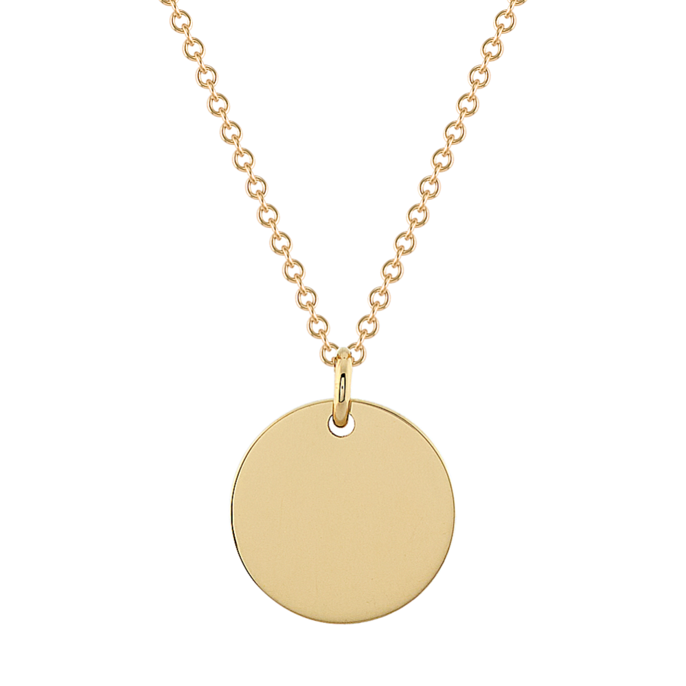 Gold Disc Pendant in 14K Yellow Gold (18 in)