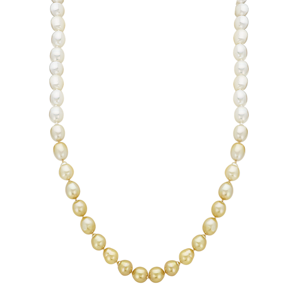 Golden and White South Sea Cultured Pearl Necklace (18'')