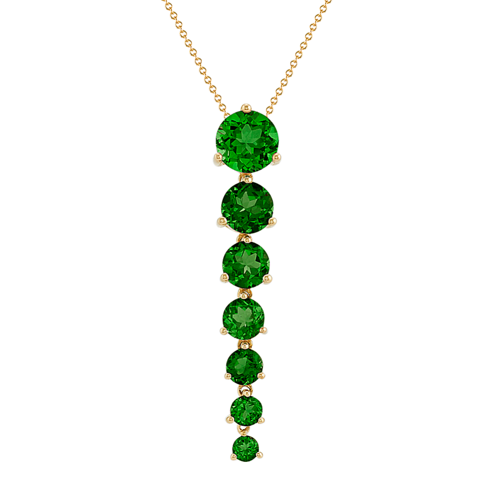 Graduated Chrome Diopside Dangle Pendant (22'')