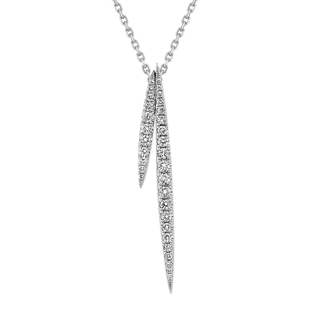 Alberta Graduated Diamond Bars Pendant in 14K White Gold (18'')