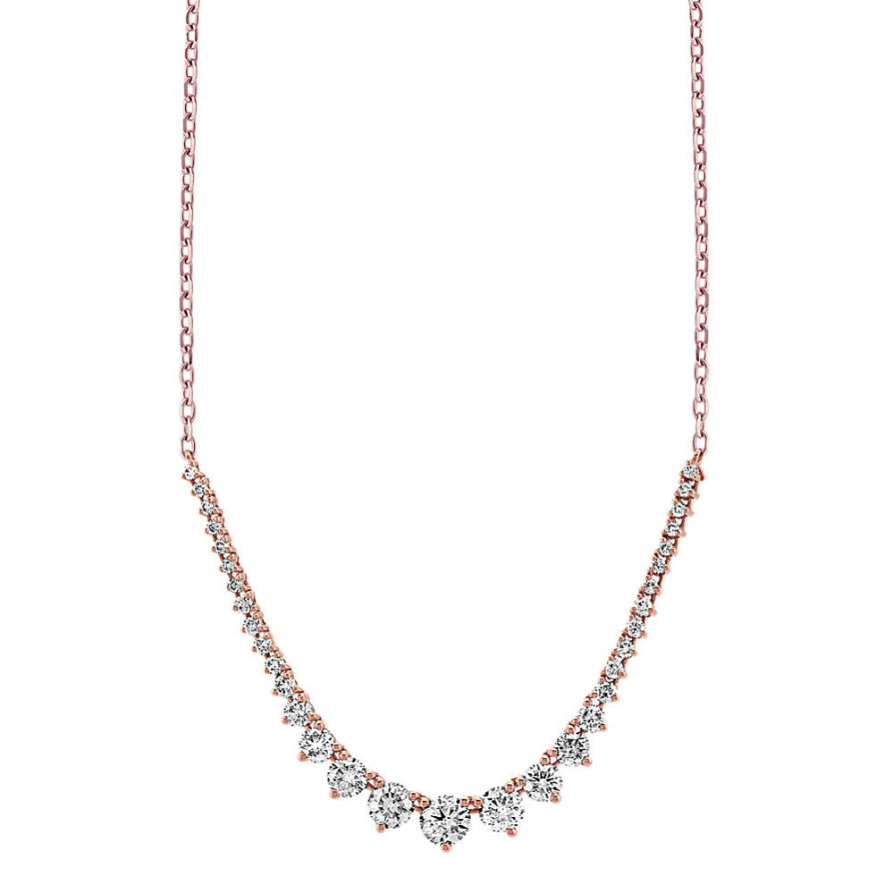 Graduated Diamond Necklace in 14k Rose Gold (18'')