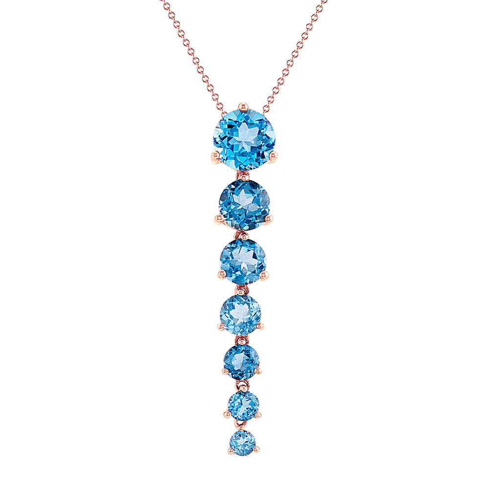 Graduated London Blue Topaz Dangle Pendant (22'')
