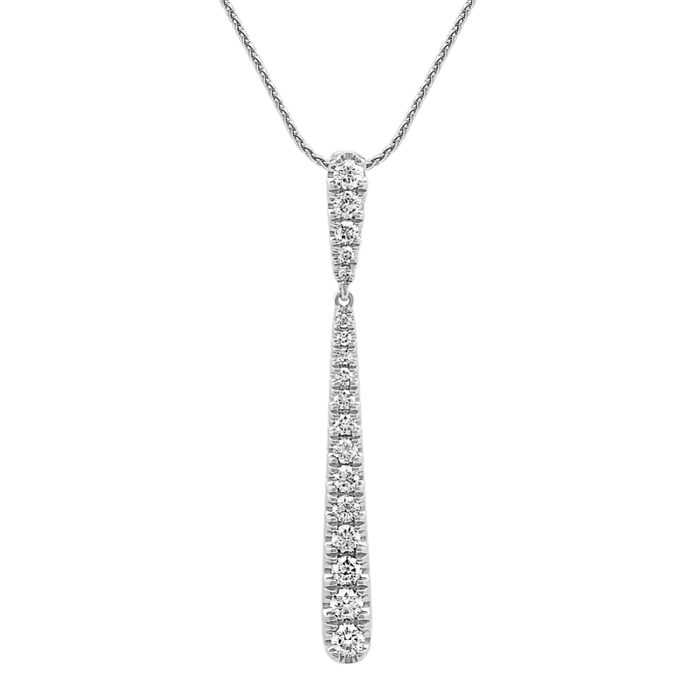 Graduated Round Diamond Pendant in 14k White Gold (22 in)