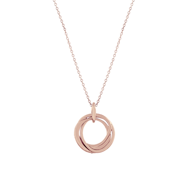 Oceane Graduated Natural Sapphire and Natural Diamond Circle Pendant in 14K Rose Gold (18 in)