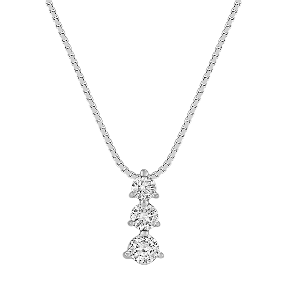Graduated Three-Stone Round Diamond Pendant (18'')