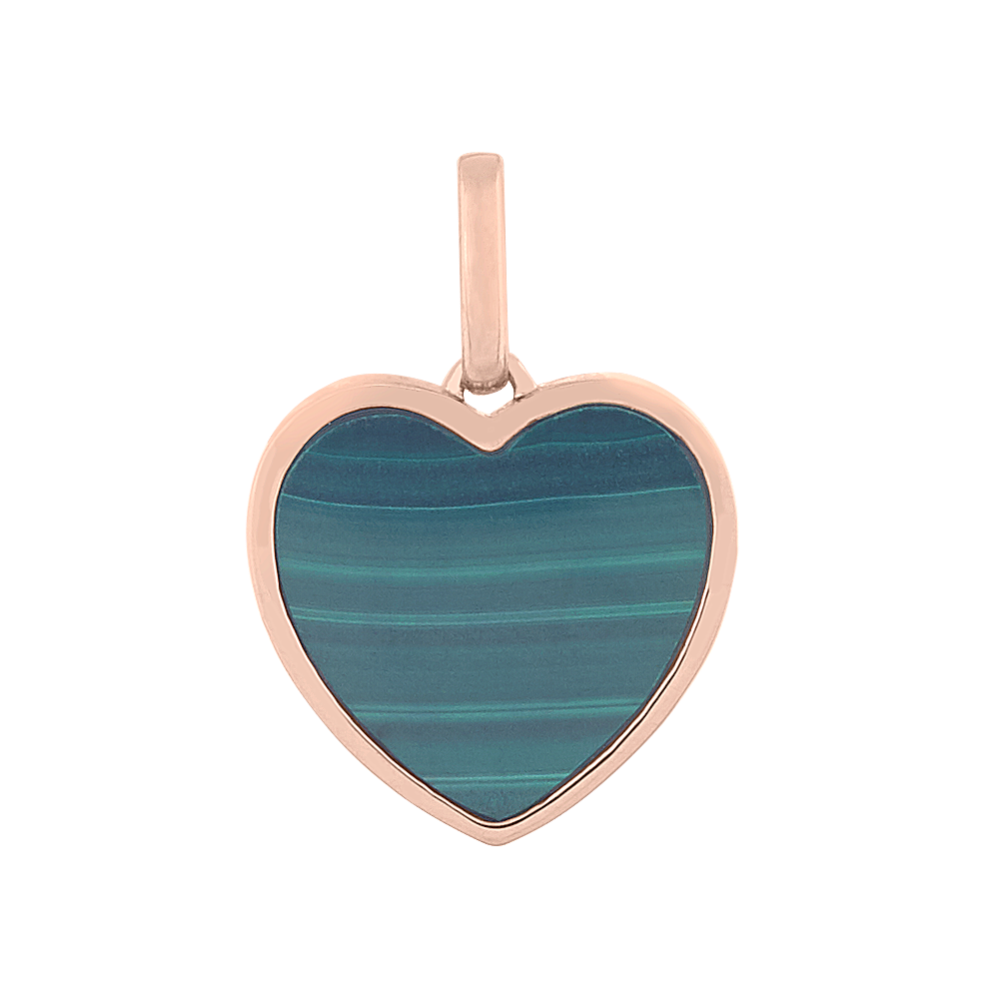Green Malachite Heart Charm in 14k Rose Gold