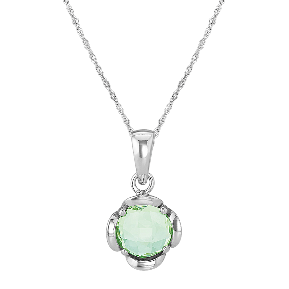 Green Quartz Pendant in Sterling Silver (20'')