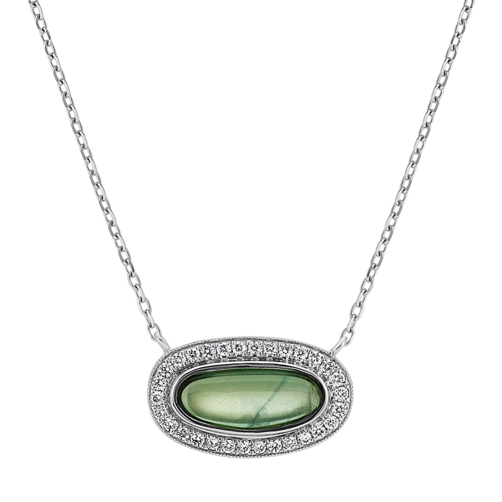Green Sapphire and Diamond Necklace (18'')