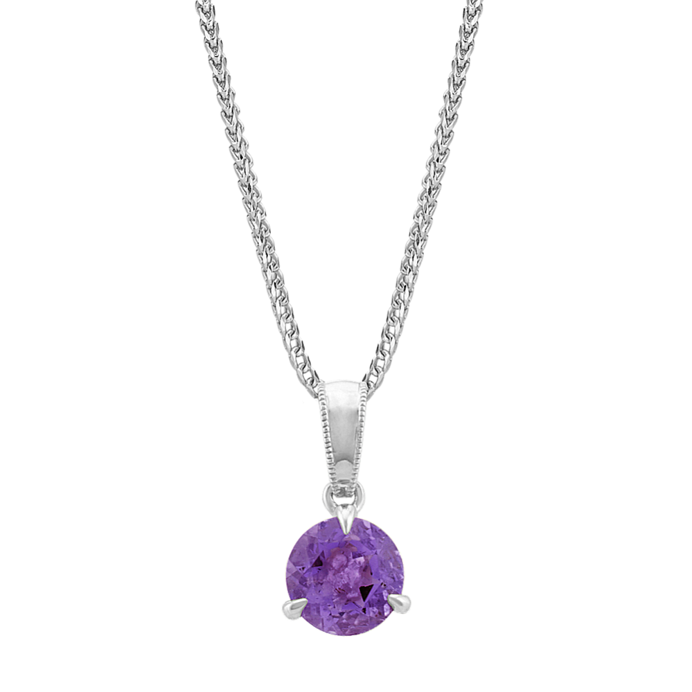 Amethyst Solitaire Pendant in Sterling Silver