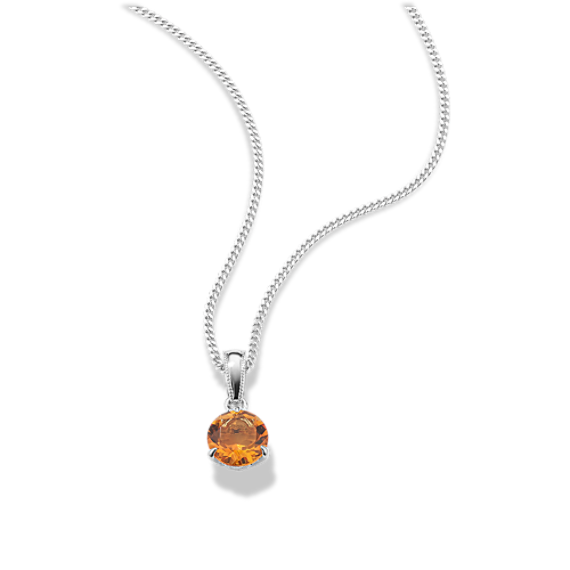 Citrine Solitaire Pendant in Sterling Silver