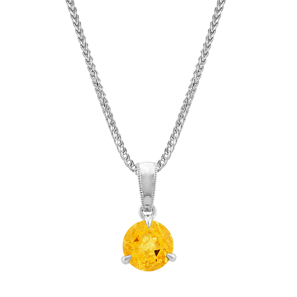 Citrine Solitaire Pendant in Sterling Silver