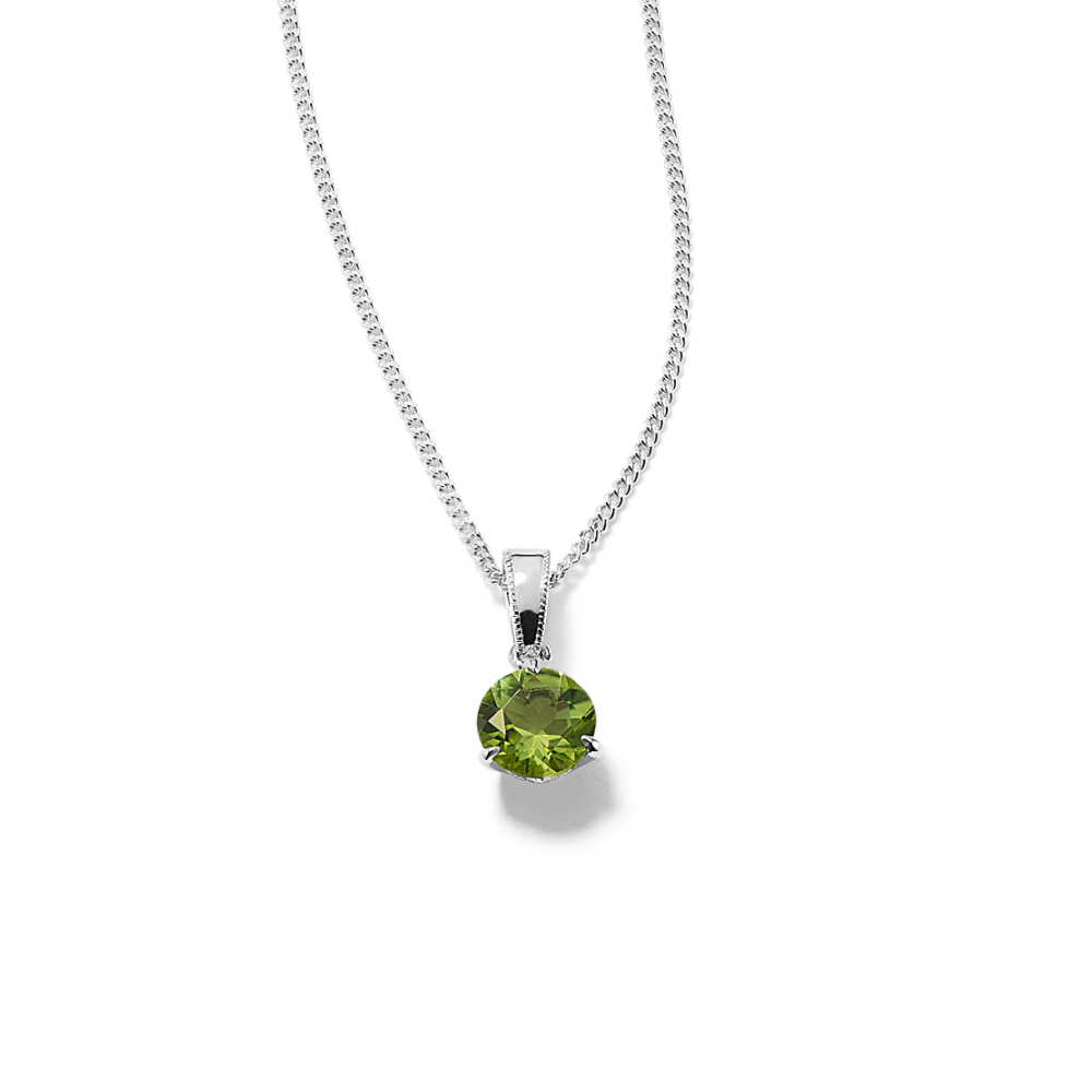 Gwen Natural Peridot Solitaire Pendant in Sterling Silver (22 in)