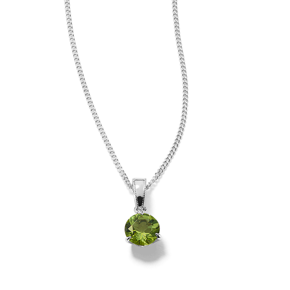 Peridot Solitaire Pendant in Sterling Silver