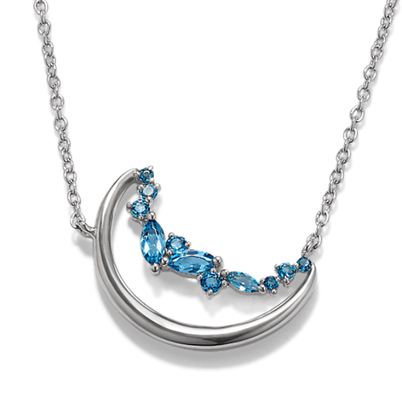 Half-Moon Topaz Sterling Silver Pendant (18'')
