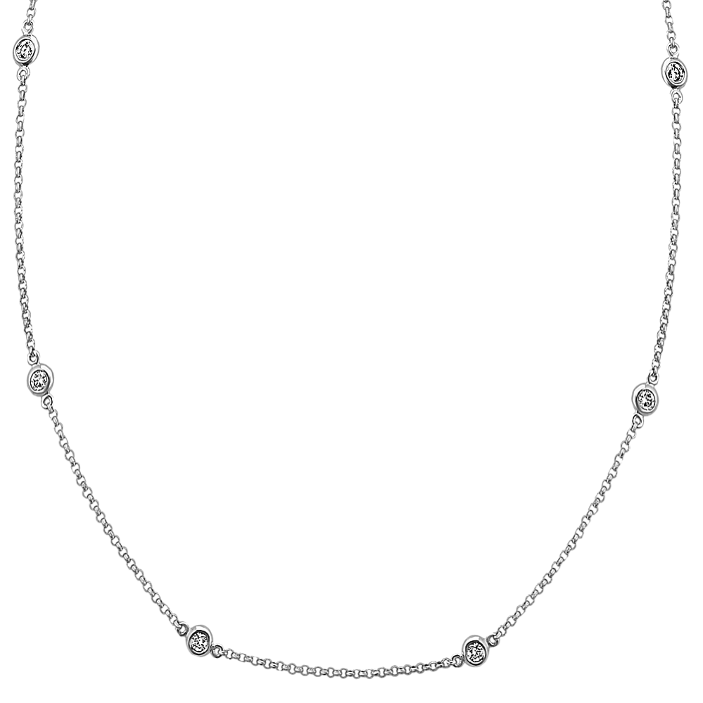 0.25 ct Bezel-Set Diamond Station Necklace (18 in)